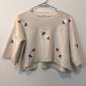 Bomb Pop Cropped 3/4 Sleeve Sweater